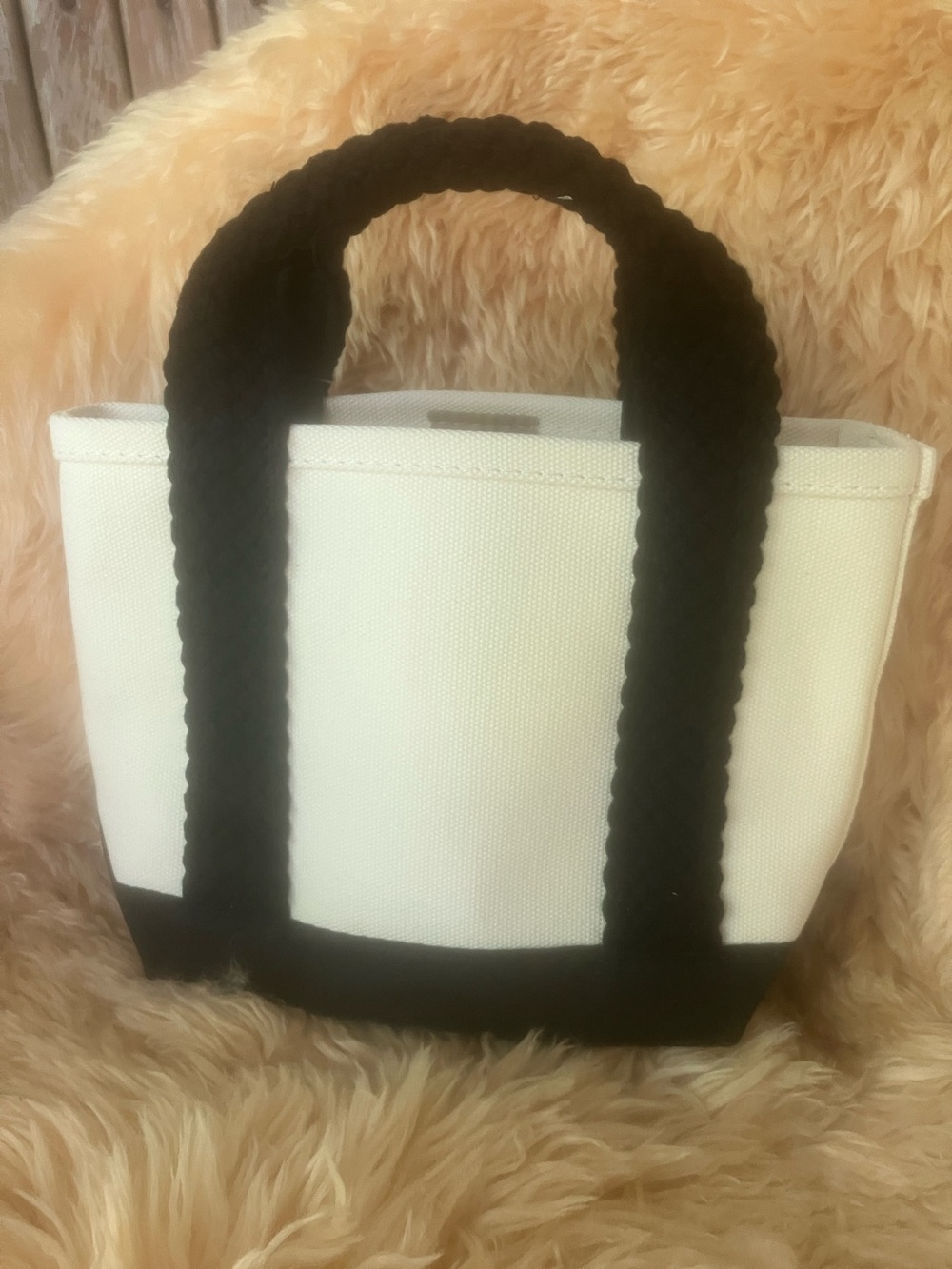 L.L. Bean Mini Tote  bag Black Braided Handles Japan special